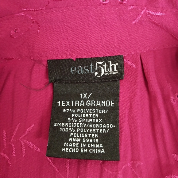 1X East 5th button down blouse top fuschia pink - Picture 7 of 9